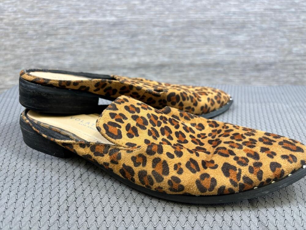 Very Volatile Leopard Print Mules Womens Size 9 Brown Black